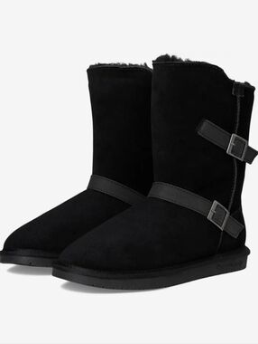 BearPaw Valerie Faux Shearling Lines Boots- Black